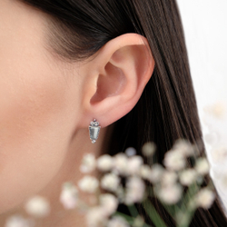 "Финит" серьги в серебряном покрытии из коллекции "Самоцветы" от Jenavi с английским замком