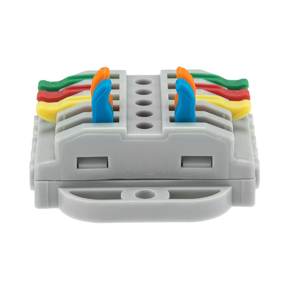 Клемма СМК 222-425P проходная 5 полюсов, с монтажной площадкой (0,08-4 мм²), серая (блистер 4 шт./уп