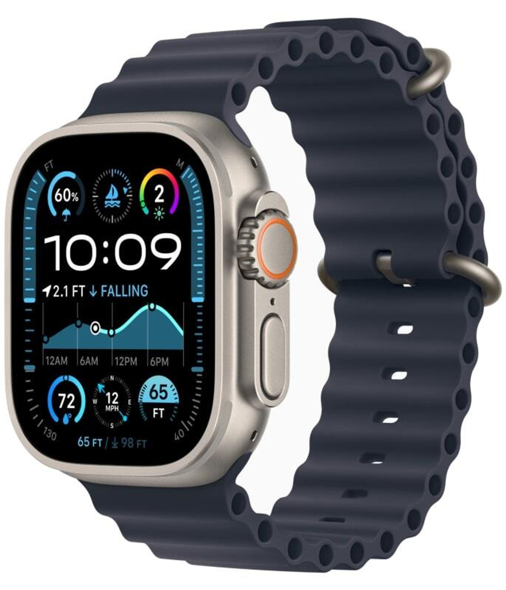 Apple Watch Ultra 2 49mm Бежевый Титан Ремешок Ocean Темно-Синего Цвета 2024