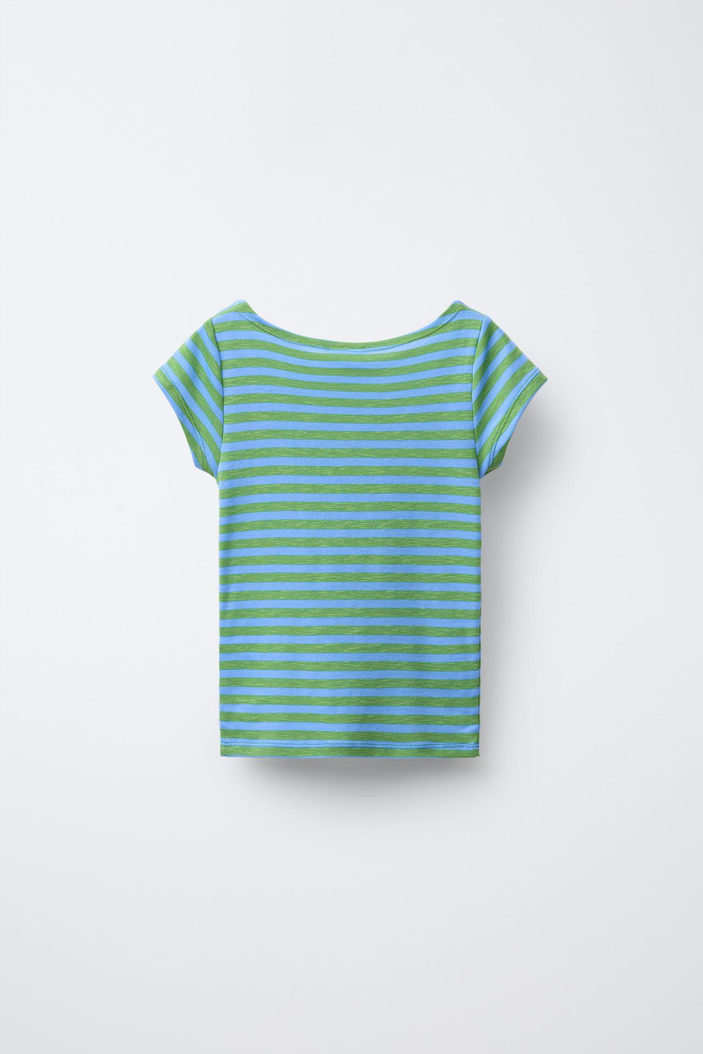 ZARA ФУТБОЛКА В ПОЛОСКУ С НАДПИСЬЮ, ЗЕЛЕНЫЙ