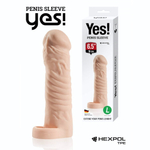 Телесная насадка-удлинитель со вставкой L-размера - 16 см. (Цвет: телесный)