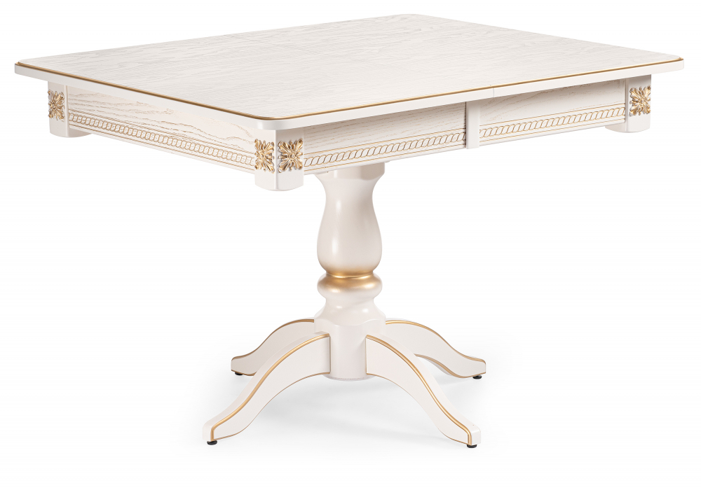 Стол деревянный Woodville Матис молочный, золото