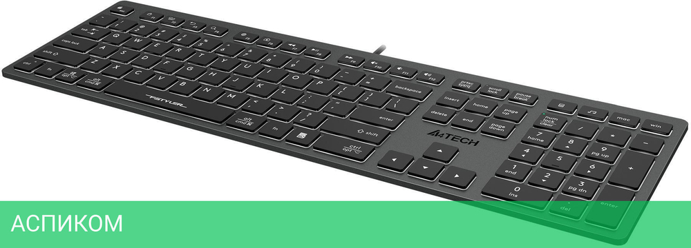 Клавиатура A4Tech Fstyler серый/белая подсветка (FX60H GREY/WHITE)