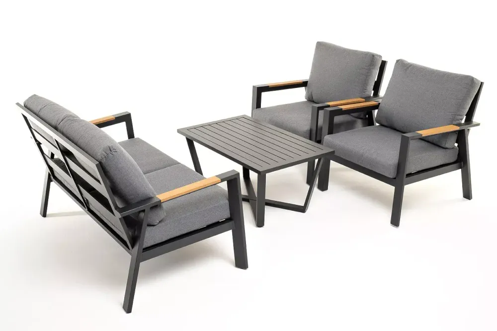 "Орхидея" лаунж-зона 4-местная из алюминия, цвет темно-серый