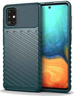 Ударопрочный чехол на Samsung Galaxy A71 с текстурным рисунком, темно-зеленый цвет, серии Onyx от Caseport