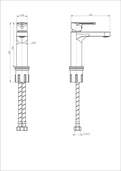 Смеситель для раковины WONZON & WOGHAND, Хром (WW-H1032-CR)