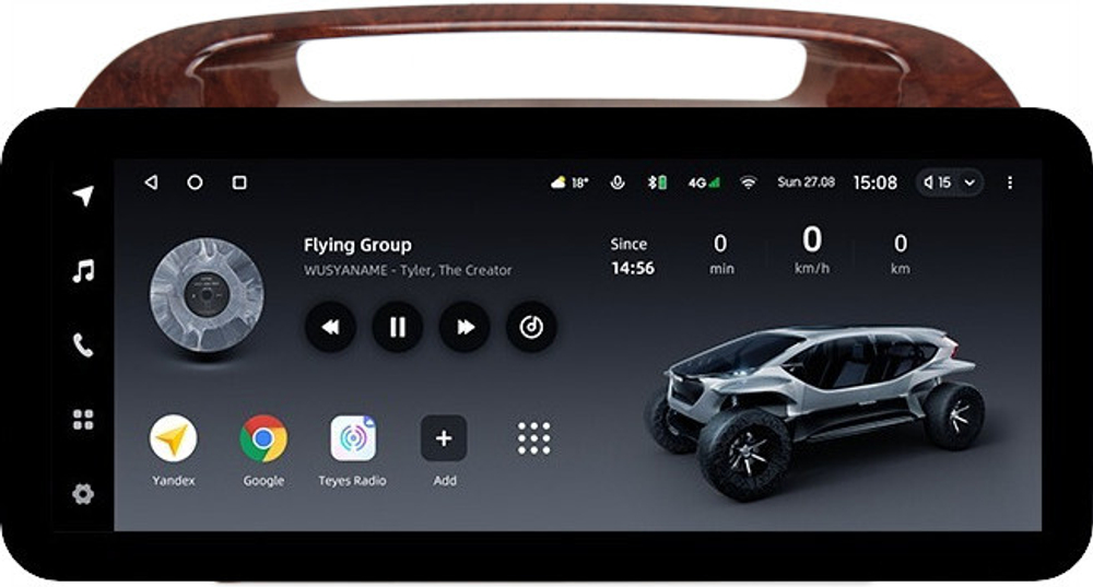 Магнитола Toyota Camry 30 2001-2006 (рамка дерево 1) - Teyes LUX ONE ROUND монитор 12.3" 2K QLED на Android 10, CarPlay, 4G SIM-слот