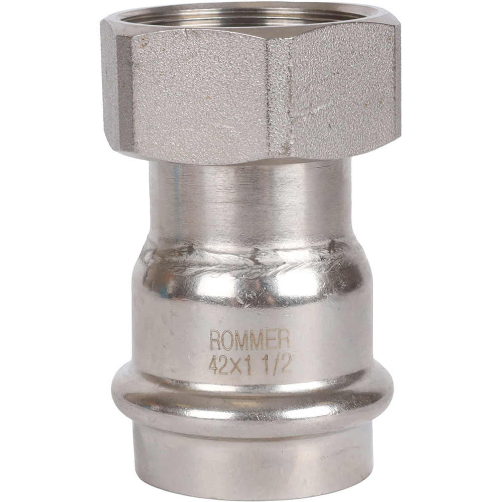 ROMMER Переходник с накидкой гайкой 42x1 1/2" из нержавеющей стали прессовой