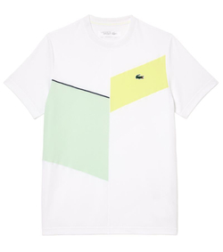 Мужская теннисная футболка Lacoste Regular Fit Seamless Tennis T-Shirt - white/flashy yellow/green/navy blue