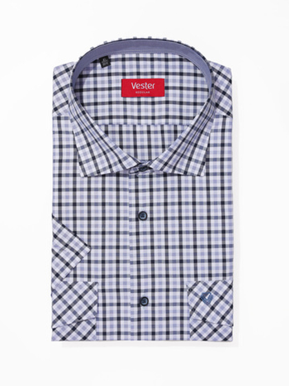 Сорочка мужская VESTER короткий рукав, цвет голубой, хлопок/пэ 76814 41