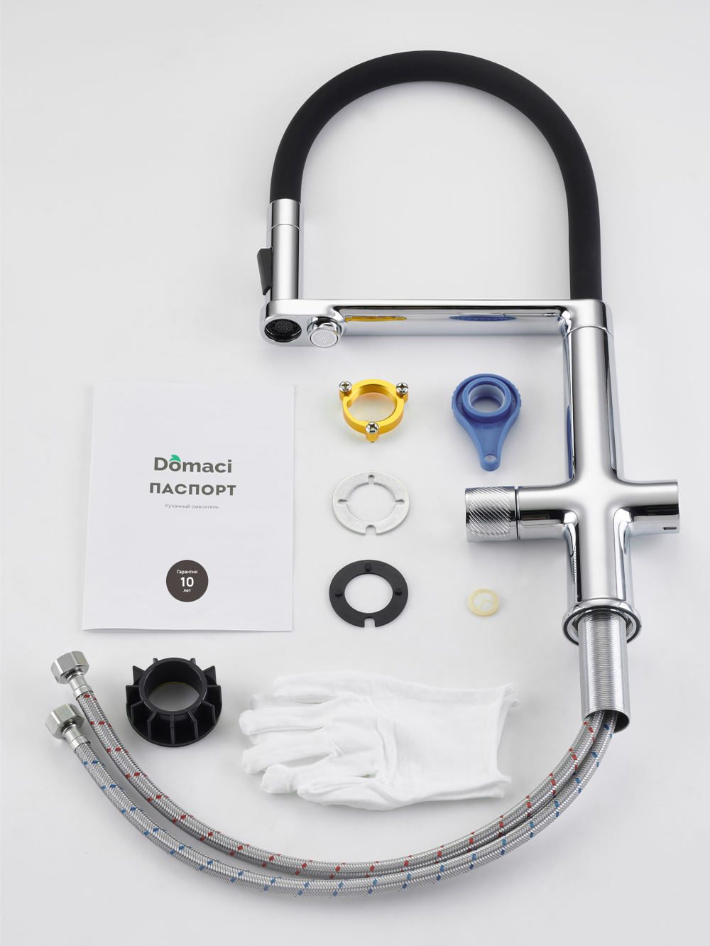 Смеситель для кухни Domaci Римини D569223CR с гибким изливом, хром