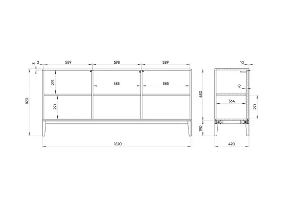 Тумба Fjord 3 двери глубина 42 см (белый)