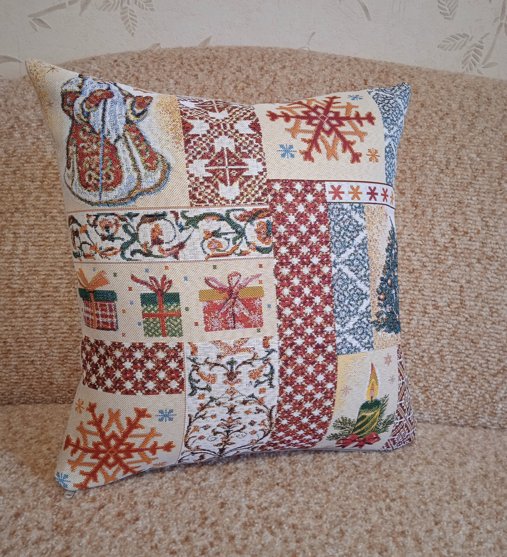 Декоративный гобеленовый чехол для интерьерной подушки Орнамент 38*38