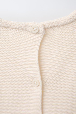 ZARA ТРИКОТАЖНЫЙ ДЖЕМПЕР С ЦВЕТОЧНОЙ ВЫШИВКОЙ, ВАНИЛЬНЫЙ