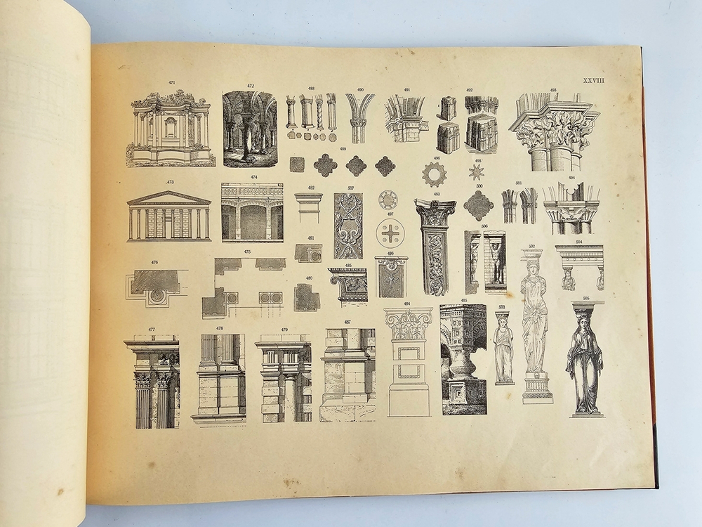 "Гражданская архитектура (4 тома + Атлас чертежей). Части зданий". М.Е.Романович. 1895г. - антикварная книга
