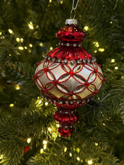 Елочная игрушка Сосулька в серебряной сетке N22, 16см, стекло