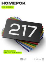 Номер на дверь 217, табличка на дверь для офиса, квартиры, кабинета, аудитории, склада, черная 120х70 мм, Айдентика Технолоджи