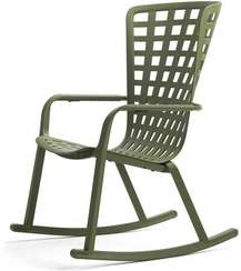 Уличное кресло-качалка Folio агава с зеленой подушкой