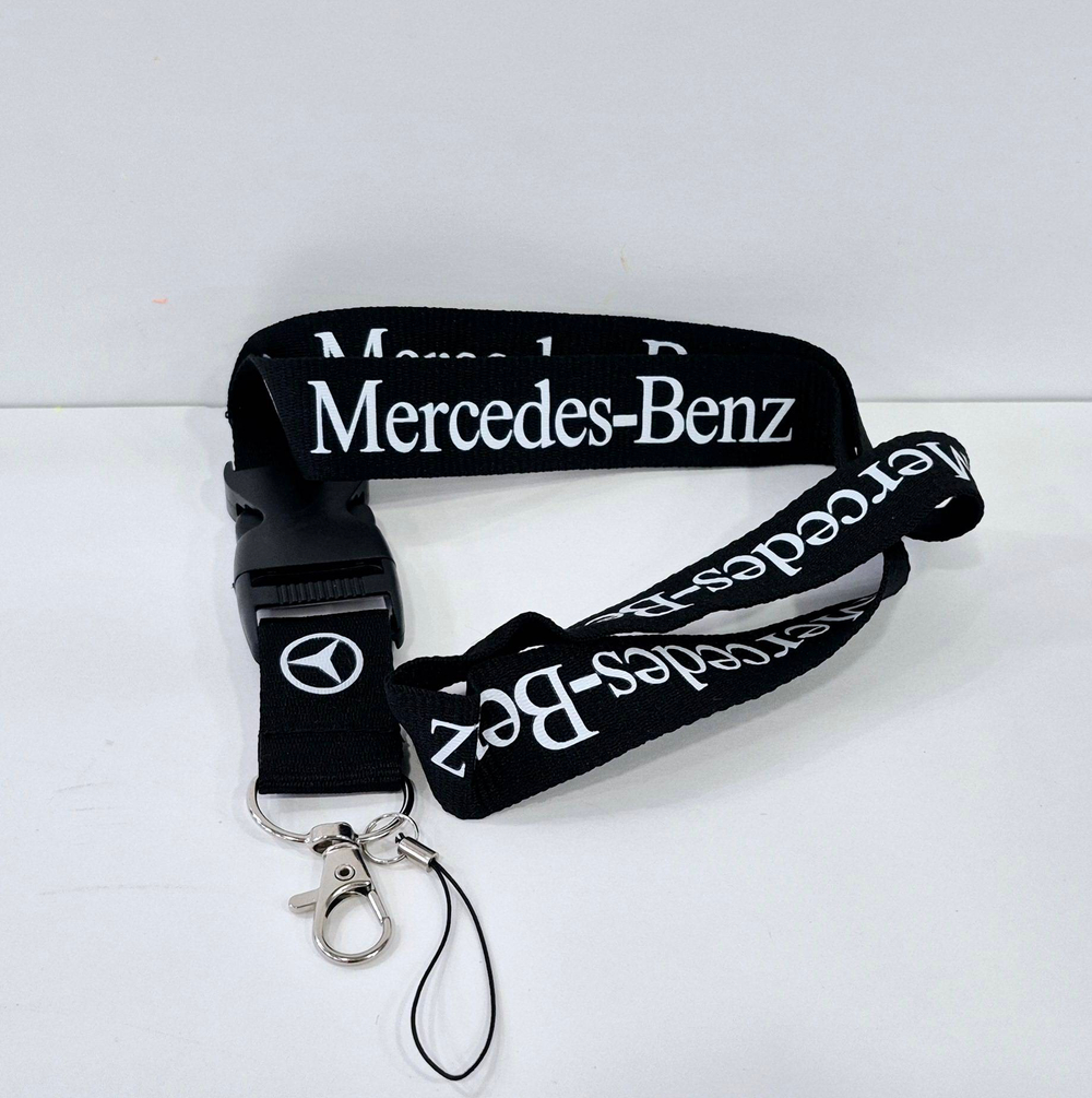 MERCEDES-BENZ (чёрный) Люкс / Брелок, шнурок для ключей на шею MERCEDES-BENZ (Мерседес), ланъярд, крафт, чёрный (1 шт)