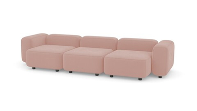 Диван Баббл трехсекционный Vivaldi 27 315*116*62 см, Розовый Велюр Нераскладной Фиеста