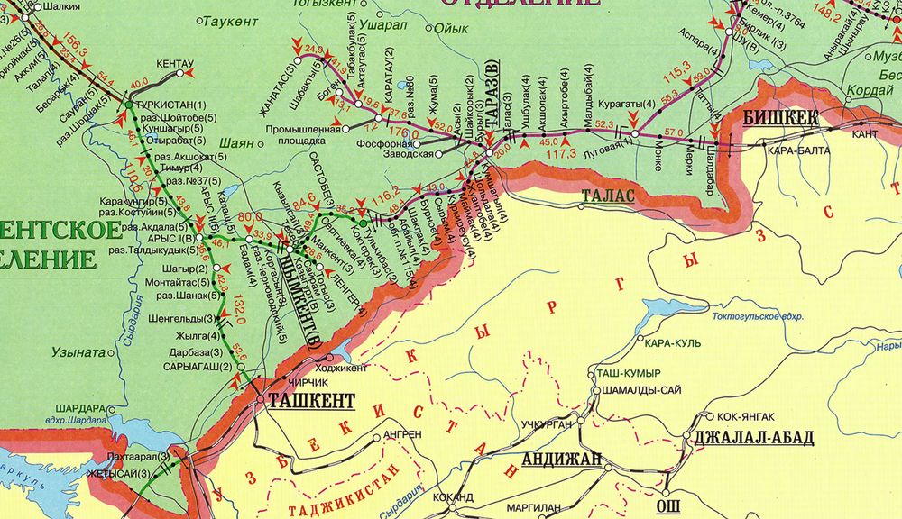 Железные дороги Казахстана , размер 1,5 х 2,1 м, 2025 год