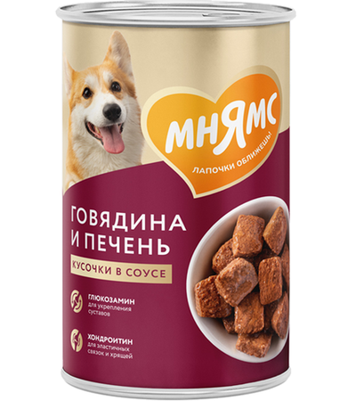 Мнямс для собак "Здоровые суставы" кусочки Говядина и печень в соусе 400гр.