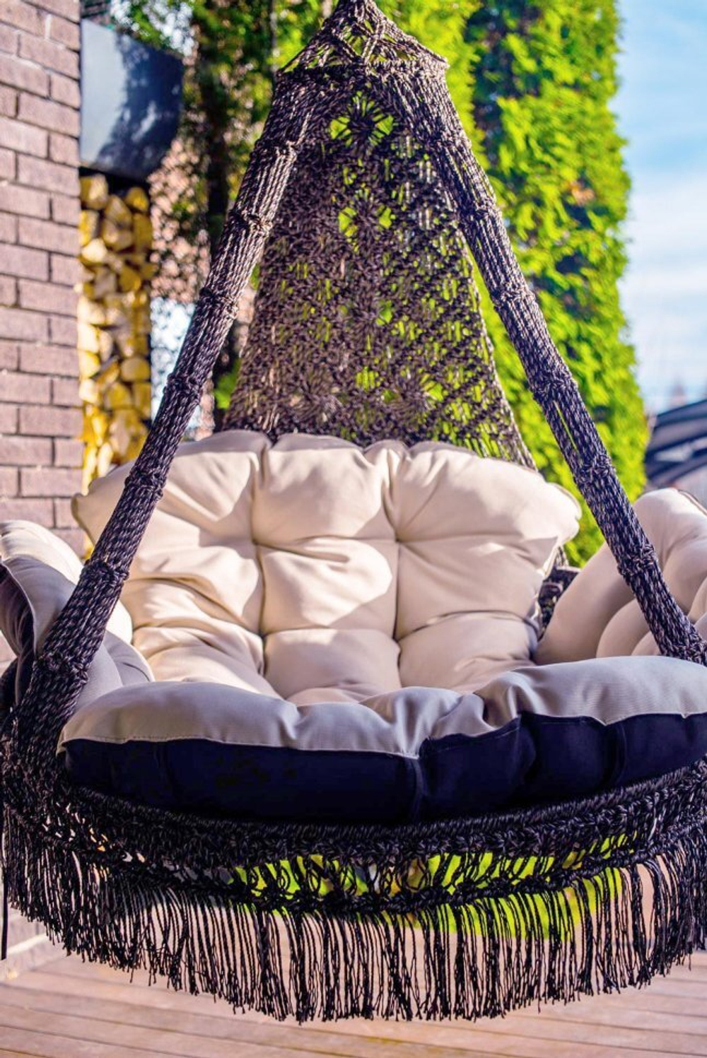 Подвесное кресло качели CARTAGENA бежево-коричневое