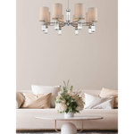 6585/8 MODERNI LN26 059 хром/бежевый, металл/текстиль, стекло Люстра подвесная E14 8*40W 220V ARNIKA