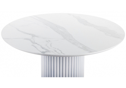 Керамический стол Woodville Барел 110 patagonoa bianco repose, белый, ножки белые