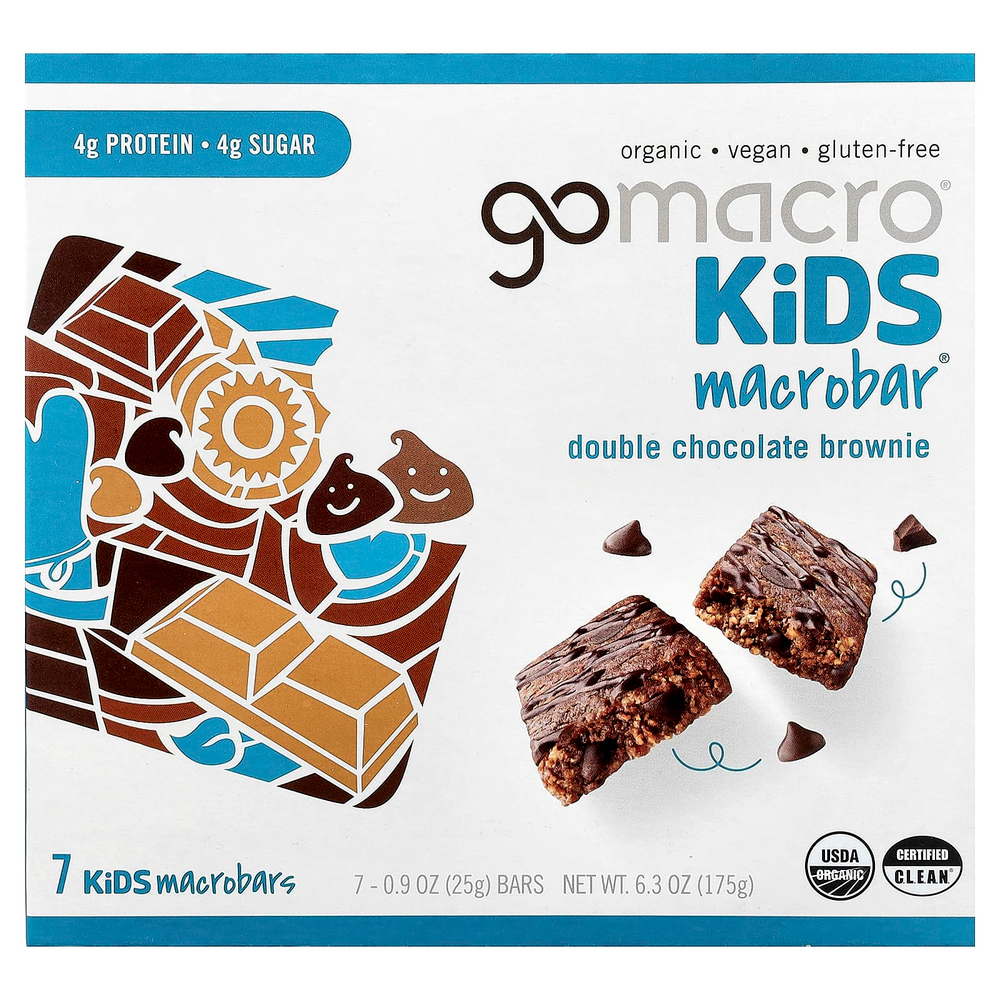 GoMacro, Kids MacroBar®, брауни с двойной порцией шоколада, 7 батончиков по 25 г (0,9 унции)