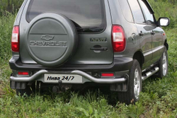 Защита заднего бампера труба с проступью «Волна», Chevrolet Niva (- 03.2009)