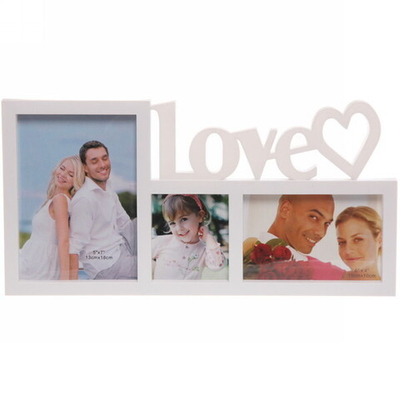 Фоторамка-коллаж 40*21см «Любовь», цвет белый, на 3 фото, пластик