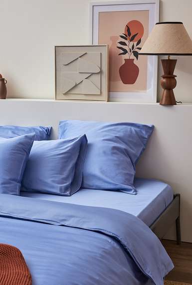 Комплект постельного белья из премиального сатина сиреневого цвета из коллекции essential, 150х200 см