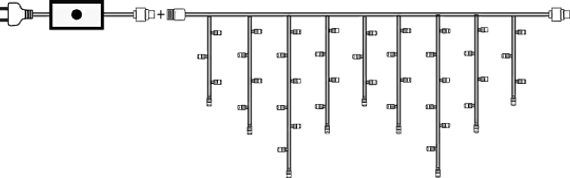 Бахрома-каучук 204 LED 6 м. 0,3*0,4*0.6 теплый белый, черн.пр., уличная IP65, Winner (ww.02.7B.204+)