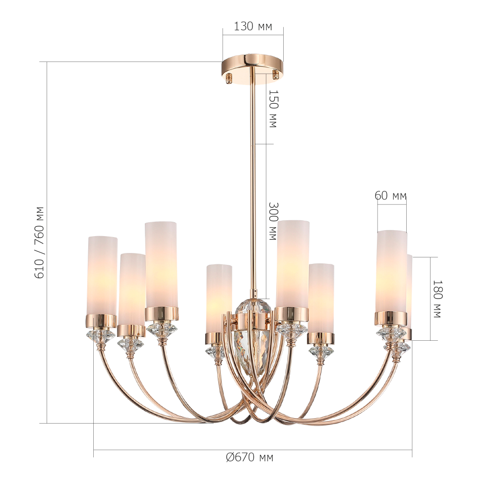 SL1402.253.08 Люстра подвесная ST-Luce Латунь/Прозрачный E14*8 40W ЭЛЕГРА
