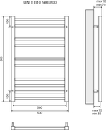 Полотенцесушитель водяной Lemark Unit LM45810 П10 500x800