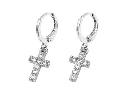 Серьги-Кольца с подвеской (крестик) 27мм