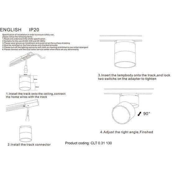 Трековый светодиодный светильник Crystal Lux CLT 0.31 130 WH