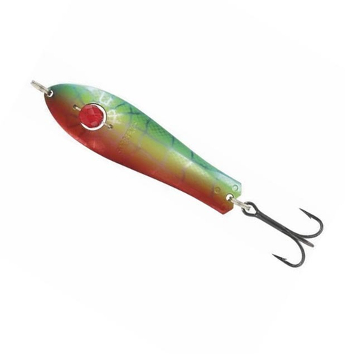 Блесна Kuusamo Professor 3 75/12 с камнем, цвет GR/FYe/R-S UV