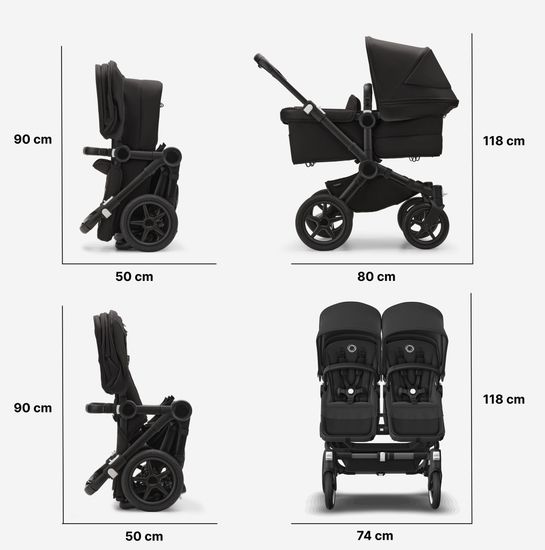 Коляска для двойни 2 в 1 Bugaboo Donkey 5 Twin Morning pink/Midnight black/Black