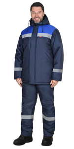 Костюм СИРИУС-РОСТ-НОРД-2 зимний, куртка, полукомбинезон, темно-синий с васильковым и СОП
