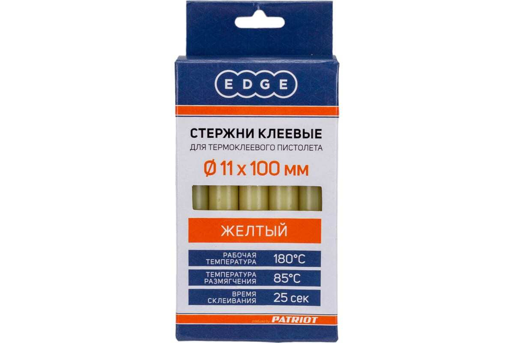 Стержни клеевые 11х100 мм желтые упаковка 10 шт. EDGE by PATRIOT 816001015