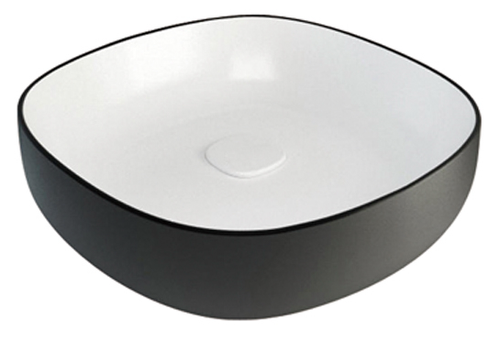 Раковина накладная ROVENO PC-8335A (45*45*14) черно-белая PC-8335A