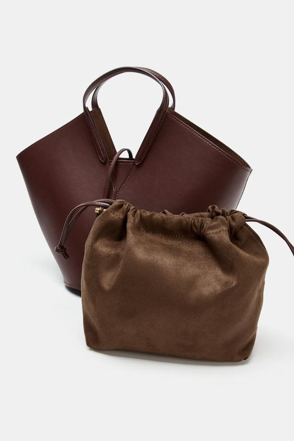 ZARA СУМКА-ШОПЕР CAPAZO, БОРДОВО-КРАСНЫЙ