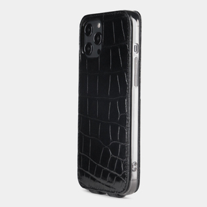 Чехол кожаный для iPhone 12 Pro Max цвета черный лак