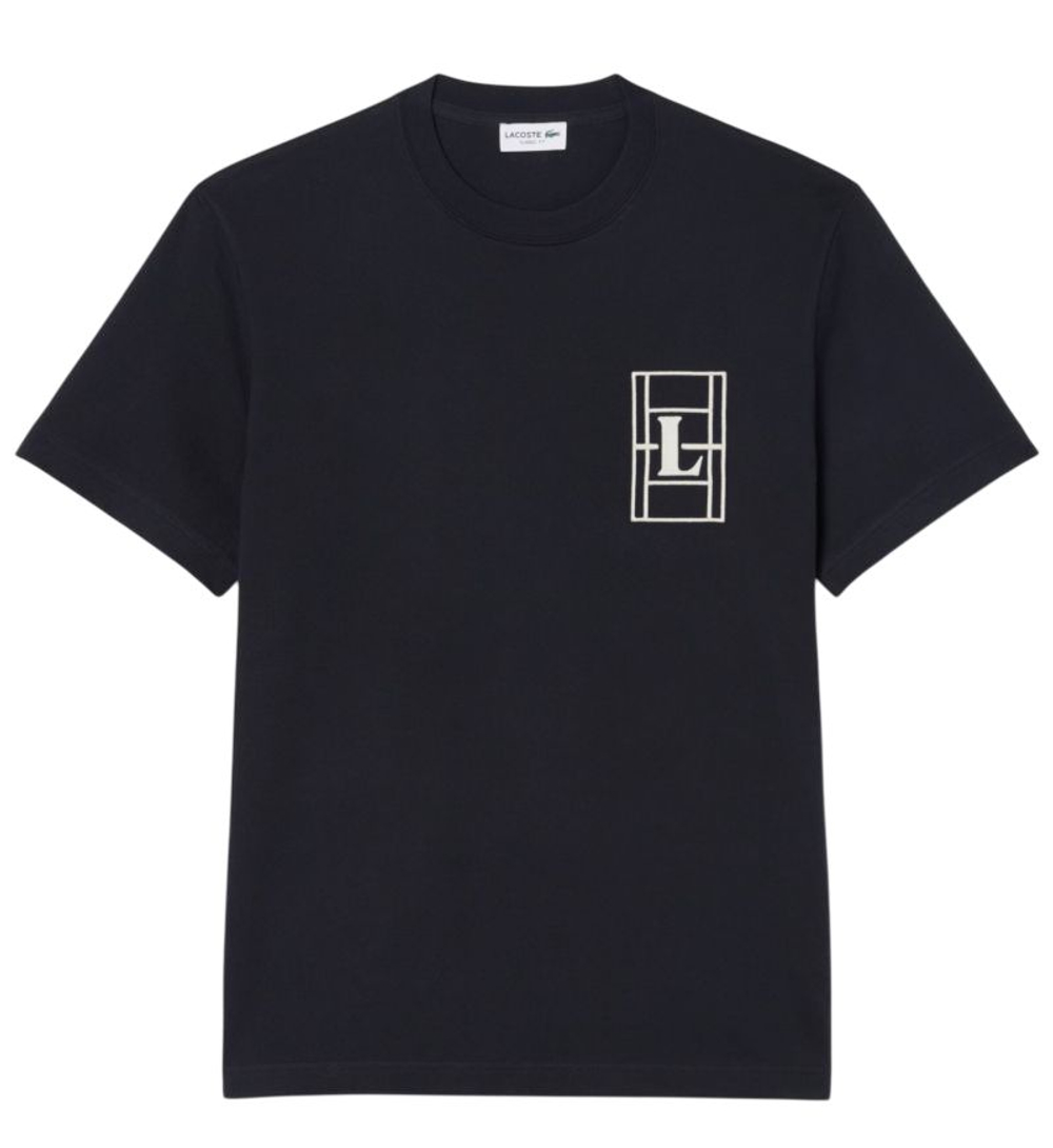 Женская теннисная футболка Lacoste Embroidered Heavy Jersey - black