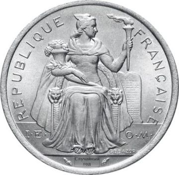 2 франка 1973-2018 Новая Каледония