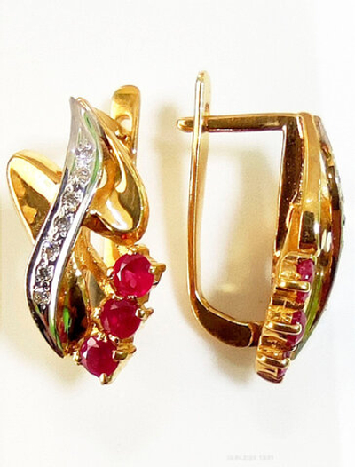 Серьги Эстерелла золото 750, рубины, бриллианты.