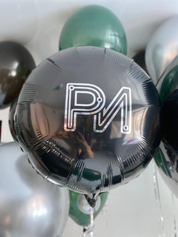 Воздушные гелиевые шарики с доставкой по Хабаровску черный/зеленый/хром пузыри №4496