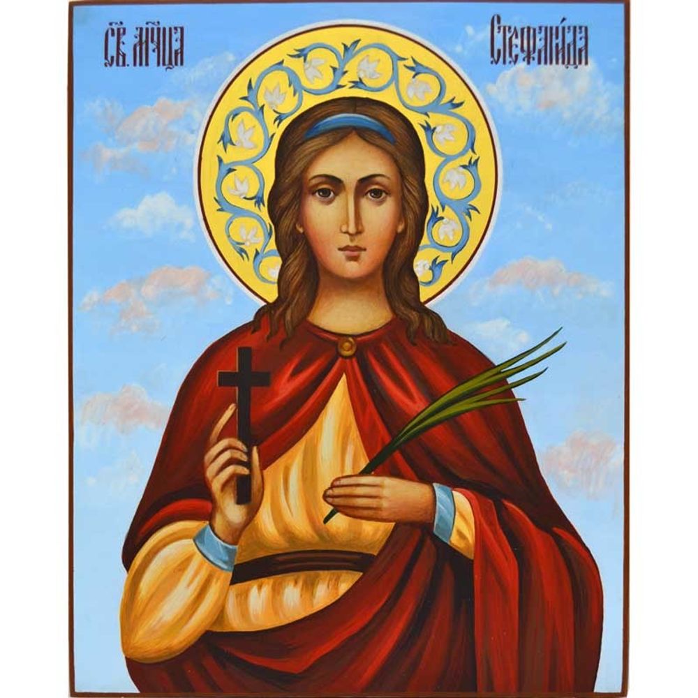 Стефанида Дамасская. Рукописная икона на липовой доске.